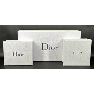CHRISTIAN DIOR White & Gold Gift Boxes 1 large 2 medium Empty Luxury Storage